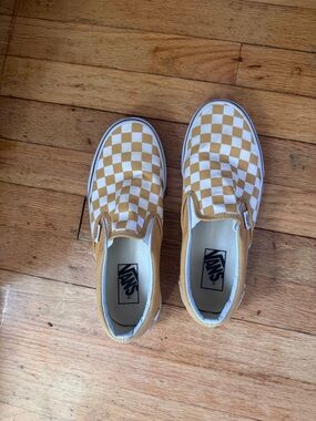 Vans Checkerboard Slip-On Sneakers in Yellow and White